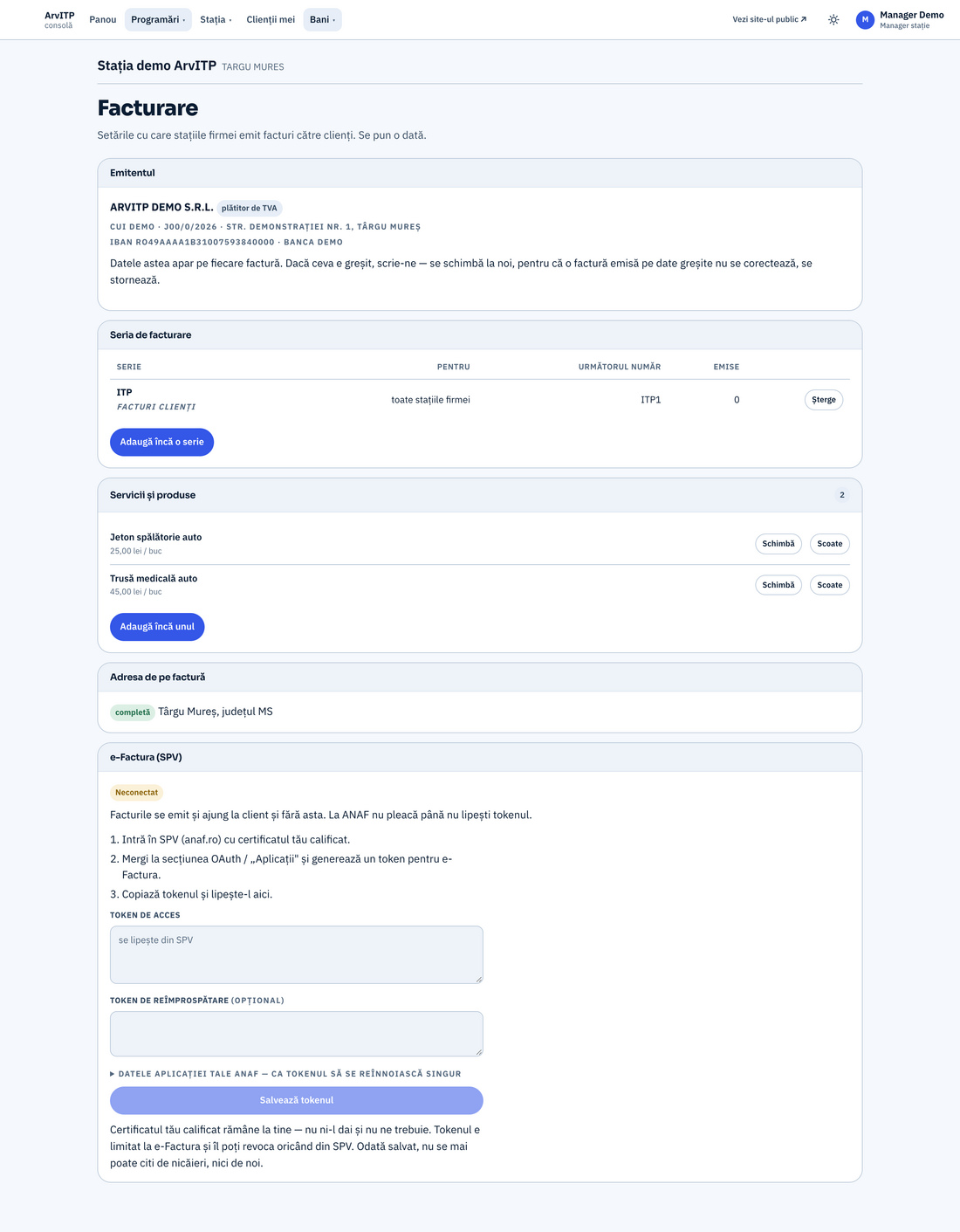 Invoicing to the customer, in e-Factura format
