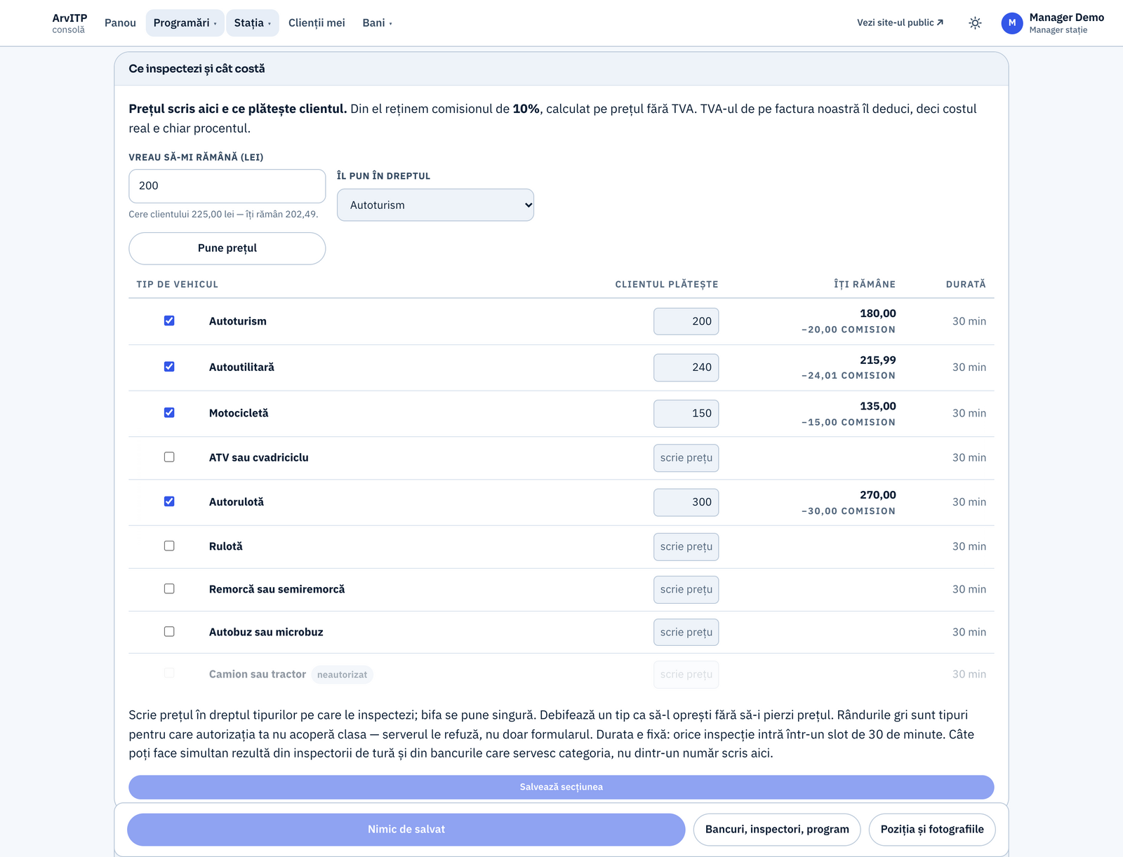 Price list with the commission math in plain view