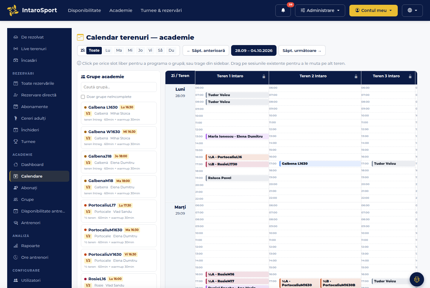 Academy drag-and-drop calendar