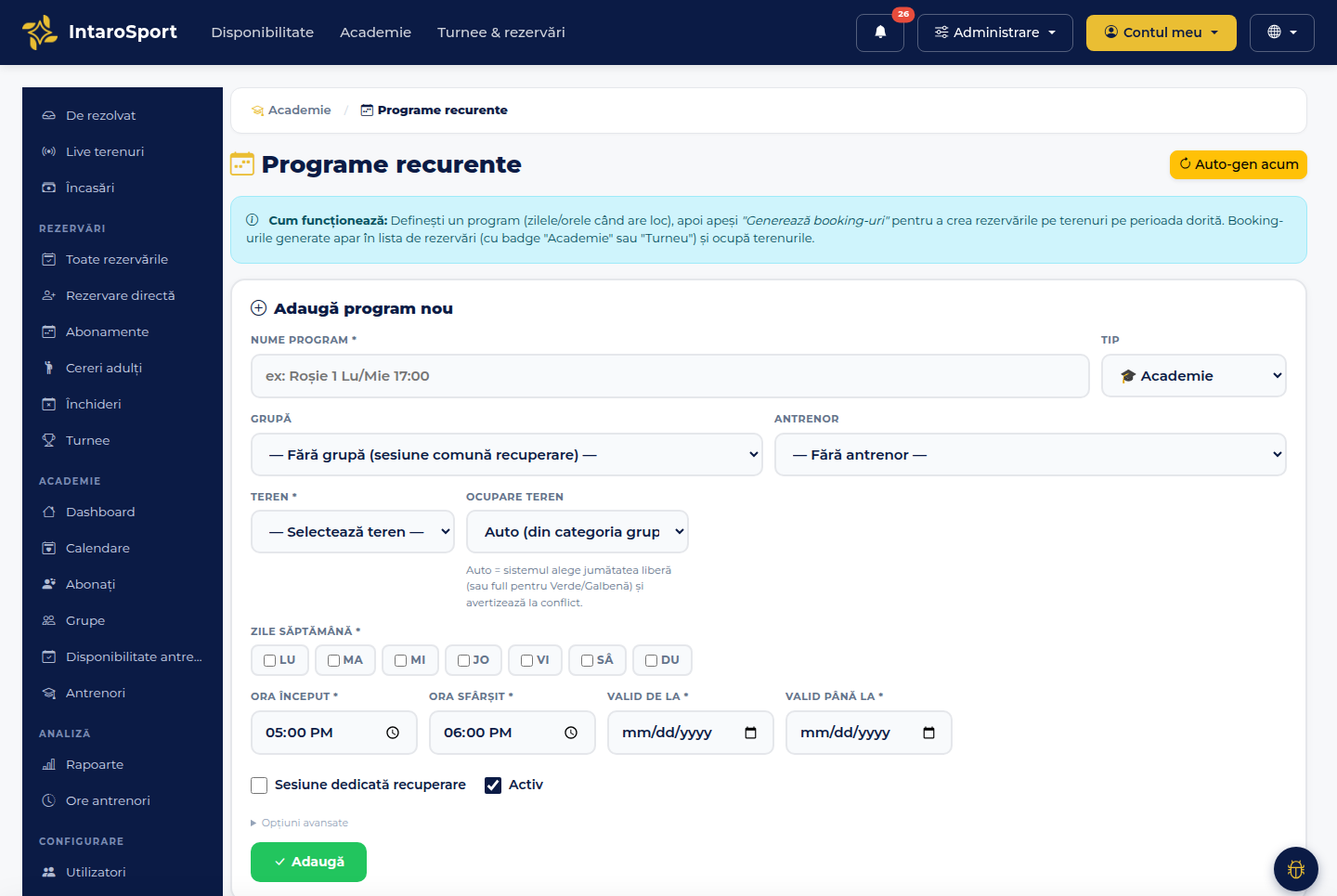 Recurring program templates